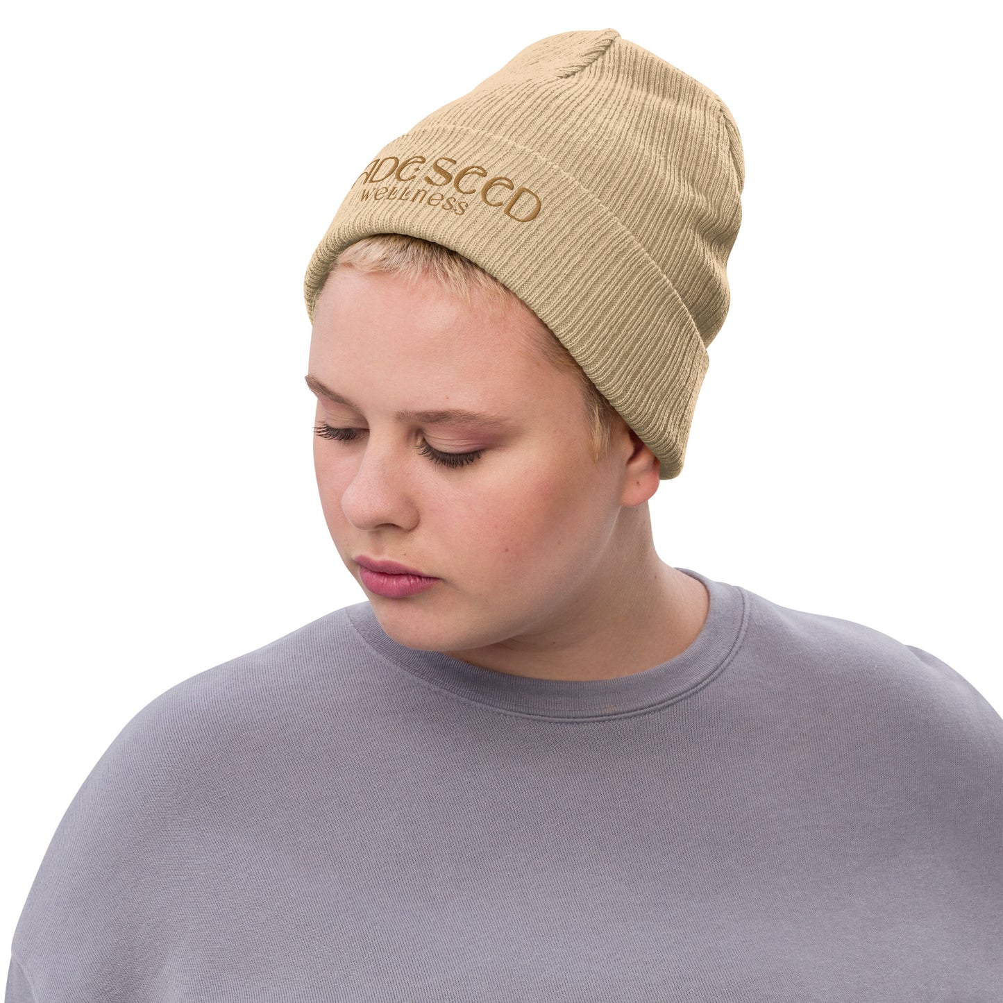Jade Seed Wellness Recycle Eco Ribbed knit beanie
