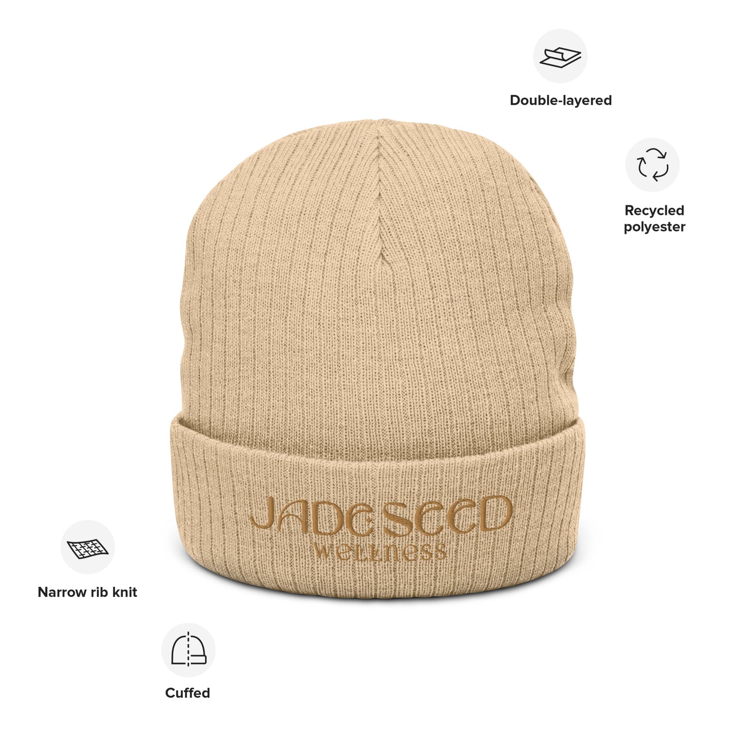 Jade Seed Wellness Recycle Eco Ribbed knit beanie